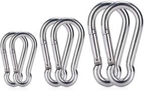 img 4 attached to 6PCS Spring Snap Hooks Carabiner- Premium Stainless Steel Heavy Duty Carabiner Clips in Assorted Sizes (2, 2.36, 3.15 inch) for Camping, Fishing, Hiking, Traveling, Backpack, Keychain; Silver