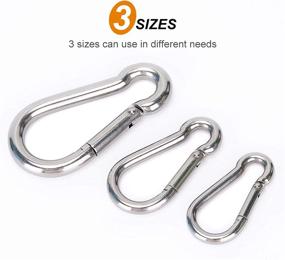 img 1 attached to 6PCS Spring Snap Hooks Carabiner- Premium Stainless Steel Heavy Duty Carabiner Clips in Assorted Sizes (2, 2.36, 3.15 inch) for Camping, Fishing, Hiking, Traveling, Backpack, Keychain; Silver