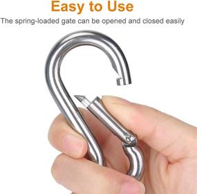 img 2 attached to 6PCS Spring Snap Hooks Carabiner- Premium Stainless Steel Heavy Duty Carabiner Clips in Assorted Sizes (2, 2.36, 3.15 inch) for Camping, Fishing, Hiking, Traveling, Backpack, Keychain; Silver