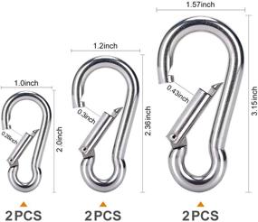 img 3 attached to 6PCS Spring Snap Hooks Carabiner- Premium Stainless Steel Heavy Duty Carabiner Clips in Assorted Sizes (2, 2.36, 3.15 inch) for Camping, Fishing, Hiking, Traveling, Backpack, Keychain; Silver