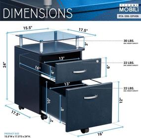 img 1 attached to 🗂️ Graphite Rolling File Cabinet with Glass Top by Techni Mobili