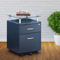 🗂️ graphite rolling file cabinet with glass top by techni mobili логотип