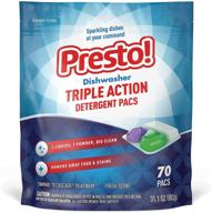 💥 powerful amazon brand - presto! triple action dishwasher pacs with fresh scent - 70 count logo