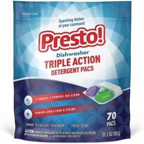 img 4 attached to 💥 Powerful Amazon Brand - Presto! Triple Action Dishwasher Pacs with Fresh Scent - 70 Count