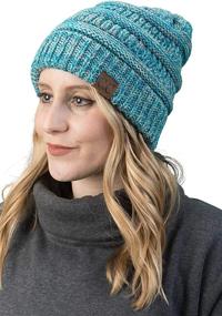 img 4 attached to 🧶 Funky Junque Trendy Warm Marled Cable Knit Slouchy Beanie - Chunky & Soft!