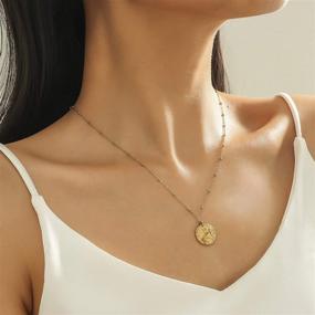 img 2 attached to 🌟 Moronly Girl Necklace - 12 Constellation Pendant - Stainless Steel - 14k Gold Plated - Women's Disc Raised Necklace - Birthday Gift - Lucky Charms Necklace