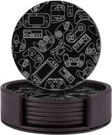 🎮 stylish leather coasters with controller gadgets pattern: protect your surfaces in style логотип