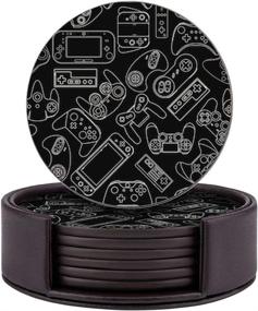 img 3 attached to 🎮 Stylish Leather Coasters with Controller Gadgets Pattern: Protect Your Surfaces in Style