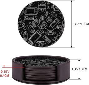 img 2 attached to 🎮 Stylish Leather Coasters with Controller Gadgets Pattern: Protect Your Surfaces in Style