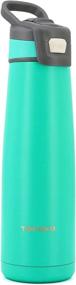 img 4 attached to 🌱 TOPOKO AUTOFLIP Straw Lid Water Bottle - 25 OZ Stainless Steel Thermos, Vacuum Insulated, Auto-Spout, Sweat Proof, Leak Proof - Cold & Hot Beverages, BPA-Free (Green)