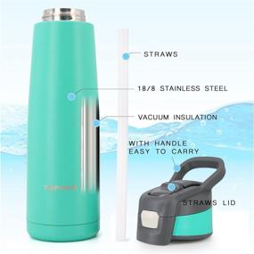 img 1 attached to 🌱 TOPOKO AUTOFLIP Straw Lid Water Bottle - 25 OZ Stainless Steel Thermos, Vacuum Insulated, Auto-Spout, Sweat Proof, Leak Proof - Cold & Hot Beverages, BPA-Free (Green)