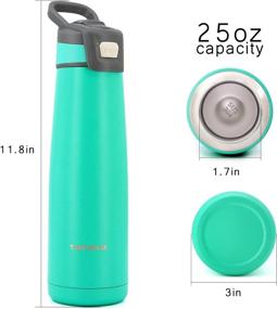 img 2 attached to 🌱 TOPOKO AUTOFLIP Straw Lid Water Bottle - 25 OZ Stainless Steel Thermos, Vacuum Insulated, Auto-Spout, Sweat Proof, Leak Proof - Cold & Hot Beverages, BPA-Free (Green)