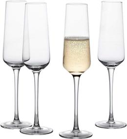 img 4 attached to 🍾 GoodGlassware Champagne Flutes - Set of 4 | 8.5 oz | Tall, Crystal Clear Stemware