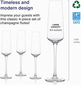 img 1 attached to 🍾 GoodGlassware Champagne Flutes - Set of 4 | 8.5 oz | Tall, Crystal Clear Stemware