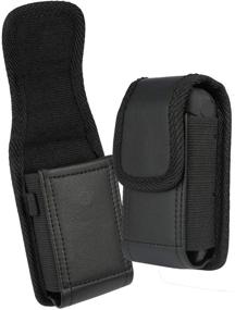 img 3 attached to 📱 Kyocera Flip Phone Case - Nakedcellphone Black Vegan Leather Vertical Pouch with Belt Loop, Metal Clip, Magnetic Closure for DuraXV Extreme E4810, DuraXV LTE E4610, DuraXE Epic E4830, DuraXTP