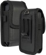 📱 kyocera flip phone case - nakedcellphone black vegan leather vertical pouch with belt loop, metal clip, magnetic closure for duraxv extreme e4810, duraxv lte e4610, duraxe epic e4830, duraxtp logo