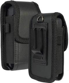 img 4 attached to 📱 Kyocera Flip Phone Case - Nakedcellphone Black Vegan Leather Vertical Pouch with Belt Loop, Metal Clip, Magnetic Closure for DuraXV Extreme E4810, DuraXV LTE E4610, DuraXE Epic E4830, DuraXTP