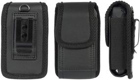 img 1 attached to 📱 Kyocera Flip Phone Case - Nakedcellphone Black Vegan Leather Vertical Pouch with Belt Loop, Metal Clip, Magnetic Closure for DuraXV Extreme E4810, DuraXV LTE E4610, DuraXE Epic E4830, DuraXTP