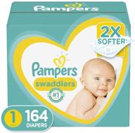 164 count pampers swaddlers disposable baby diapers, enormous pack - newborn/size 1 (8-14 lb) logo