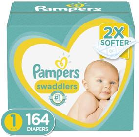 img 4 attached to 164 Count Pampers Swaddlers Disposable Baby Diapers, Enormous Pack - Newborn/Size 1 (8-14 lb)