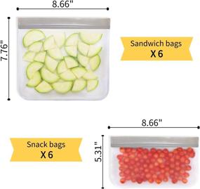 img 3 attached to 👜 Jagrom 12 Pack Reusable Storage Bags for Food - Gallon, Sandwich, Snack Bags | EXTRA THICK, Leakproof, Freezer Bags - BPA Free &amp; Reusable Zipper Bags