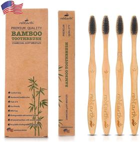 img 4 attached to 🌿 Bamboo Toothbrush with Soft Bristles Ideal for Sensitive Gums, Charcoal Infused, Vegan, Natural Wood, BPA Free, Recyclable, Compostable, Biodegradable | Eco-Friendly Pack of 4 | Trusted American Brand