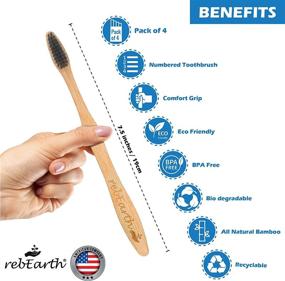 img 3 attached to 🌿 Bamboo Toothbrush with Soft Bristles Ideal for Sensitive Gums, Charcoal Infused, Vegan, Natural Wood, BPA Free, Recyclable, Compostable, Biodegradable | Eco-Friendly Pack of 4 | Trusted American Brand