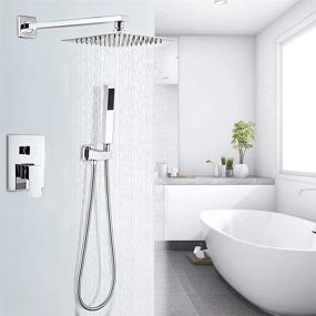 img 2 attached to 🚿 High Flow Ultra-thin Stainless Steel Square Rain Shower Head - Modern Style Rainfall Showerhead for Bathroom with Full Body Coverage - High Pressure Top Sprayer for Home & Hotel - 20 x 20 inch