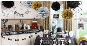 img 1 attached to 🎉 Stunning DIY Black and Gold Party Decorations - Tissue Paper Pom Poms, Tassel, Balloons & More for Graduation and Retirement Parties.