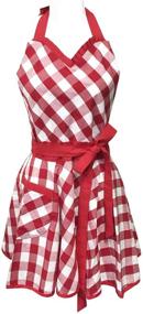 img 4 attached to 👗 Оптимизировано для SEO: Регулируемый красно-белый клетчатый игривый фартук хозяйки от Wrapables