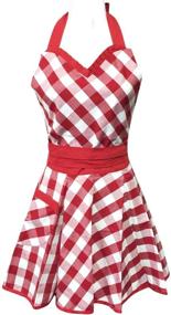 img 3 attached to 👗 Оптимизировано для SEO: Регулируемый красно-белый клетчатый игривый фартук хозяйки от Wrapables
