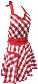 img 2 attached to 👗 Оптимизировано для SEO: Регулируемый красно-белый клетчатый игривый фартук хозяйки от Wrapables
