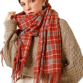 img 4 attached to 🔥 Stay Cozy in Style with our Large Plaid Cashmere Winter Blanket - Women's Must-Have Accessory