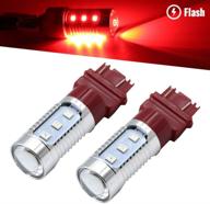 enhance road safety with syneticusa 7443 red led 🚦 stop brake flash strobe rear alert safety warning 12-led light bulbs logo