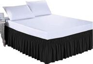 🛏️ black solid cal king wrap around bed skirt - easy fit, 15 inch depth, 3 sided coverage logo