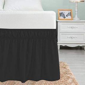 img 1 attached to 🛏️ Black Solid Cal King Wrap Around Bed Skirt - Easy Fit, 15 Inch Depth, 3 Sided Coverage