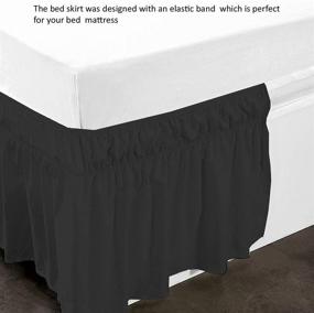 img 2 attached to 🛏️ Black Solid Cal King Wrap Around Bed Skirt - Easy Fit, 15 Inch Depth, 3 Sided Coverage