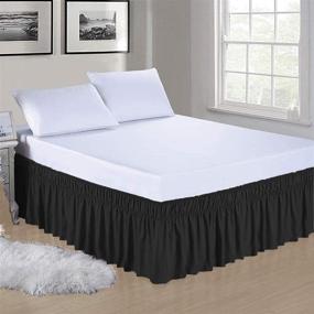 img 3 attached to 🛏️ Black Solid Cal King Wrap Around Bed Skirt - Easy Fit, 15 Inch Depth, 3 Sided Coverage