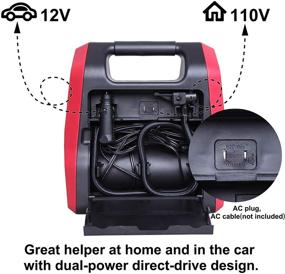 img 1 attached to 🔧 Cartman Swift Performance Tire Inflator - Portable Air Compressor for Home 110V AC and Car 12V DC - Ideal for Cars, Bicycles, Motorcycles, Basketball, and More