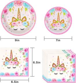 img 1 attached to 🦄 Complete Unicorn Birthday Decorations Set for Girls - Tableware, Headband, Cake Topper, Banner, and More - Serves 16 Guests