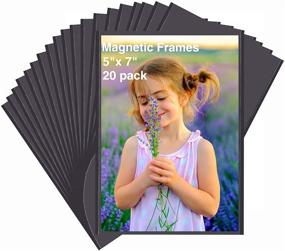 img 4 attached to 📸 Hang Memories on Your Fridge with HIIMIEI Magnetic Photo Frames: 5x7 Inches, 20 Pack in Black, Scratch-Free Picture Frame Photo Sleeves with Removable Film