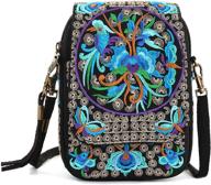 🌸 chic embroidered flowers: women's crossbody messenger cellphone handbags & wallets logo