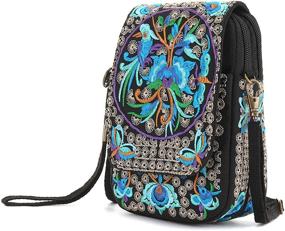 img 2 attached to 🌸 Chic Embroidered Flowers: Women's Crossbody Messenger Cellphone Handbags & Wallets