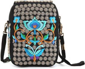 img 3 attached to 🌸 Chic Embroidered Flowers: Women's Crossbody Messenger Cellphone Handbags & Wallets