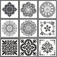 🖌️ enhance your artistic projects with laser cut reusable stencils - 9 styles (8x8 inch) for painting on floor, wall, tile, fabric, wood - white logo