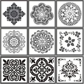 img 3 attached to 🖌️ Enhance Your Artistic Projects with Laser Cut Reusable Stencils - 9 Styles (8x8 inch) for Painting on Floor, Wall, Tile, Fabric, Wood - White