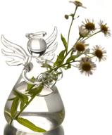 enhance your décor with genedey angel design glass vases: clear flower plant terrarium containers ideal for wedding decor, garden ornaments, and hanging planters (pack of 5) logo