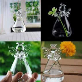img 2 attached to Enhance Your Décor with GENEDEY Angel Design Glass Vases: Clear Flower Plant Terrarium Containers ideal for Wedding Decor, Garden Ornaments, and Hanging Planters (Pack of 5)