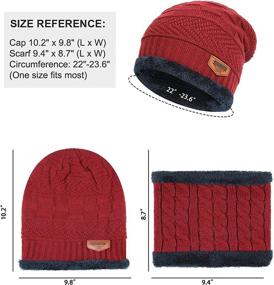 img 1 attached to 🧣 Warm Knit Winter Beanie Hat Scarf Set with Thick Fleece Lining - Unisex Winter Cap and Neck Warmer Combo for Men and Women