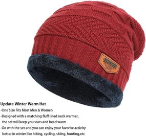 img 3 attached to 🧣 Warm Knit Winter Beanie Hat Scarf Set with Thick Fleece Lining - Unisex Winter Cap and Neck Warmer Combo for Men and Women